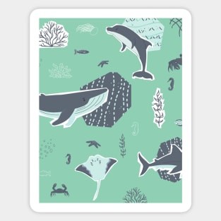 Underwater whale, stingray, dolphin and shark Sticker